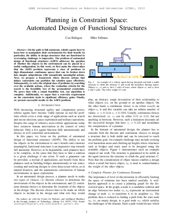(PDF) Planning in constraint space: Automated design of functional ...