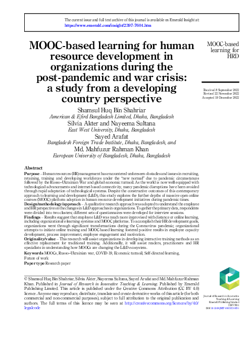 (PDF) MOOC-based learning for human resource development in ...
