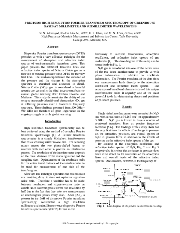 (PDF) Precision high resolution fourier transform spectroscopy of ...