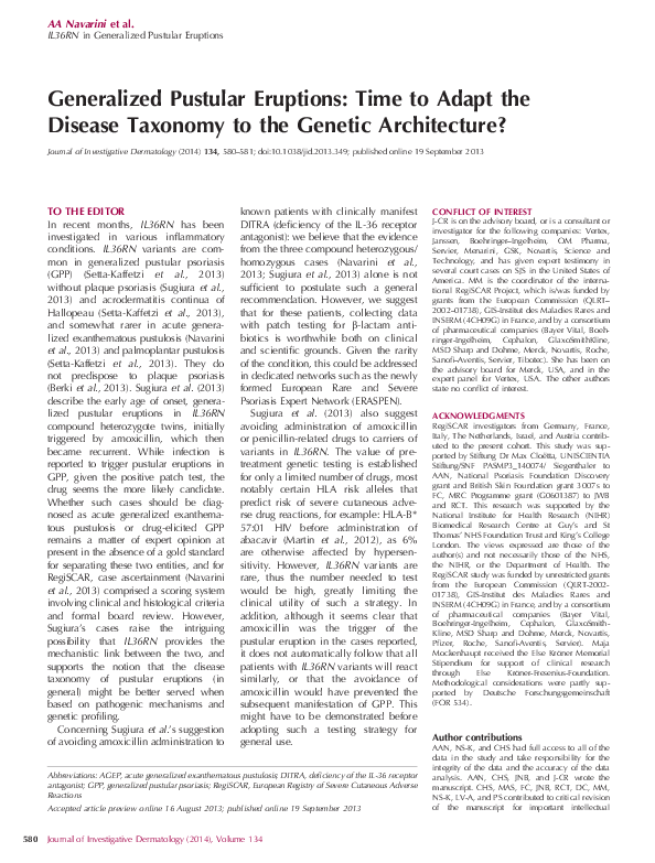 (PDF) Generalized pustular eruptions: time to adapt the disease ...