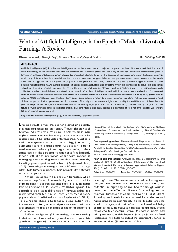 (PDF) Worth of Artificial Intelligence in the Epoch of Modern Livestock ...