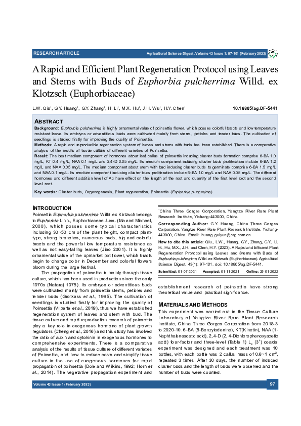 (PDF) A Rapid and Efficient Plant Regeneration Protocol using Leaves ...