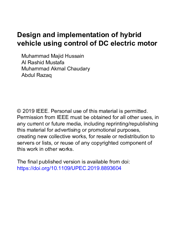 (PDF) Design and Implementation of Hybrid Vehicle using Control of DC ...