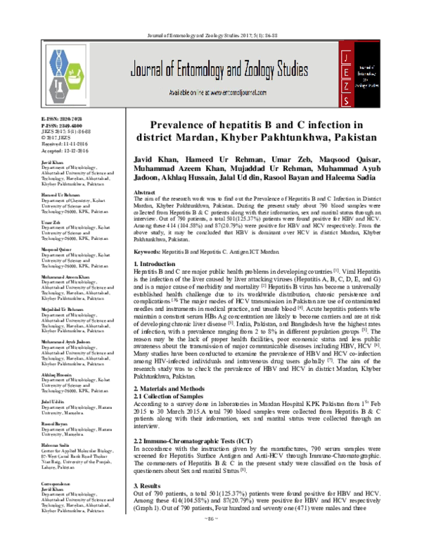 (PDF) Prevalence of hepatitis B and C infection in district Mardan ...