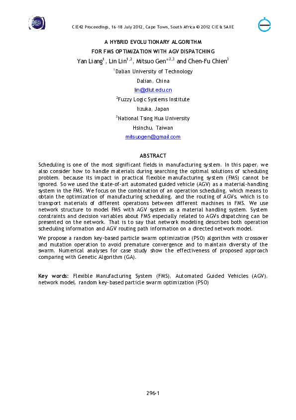 (PDF) A Hybrid Evolutionary Algorithm for FMS Optimization with AGV ...