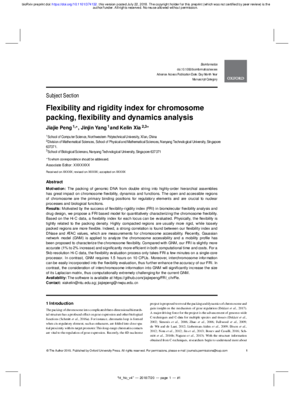 (PDF) Flexibility and rigidity index for chromosome packing ...