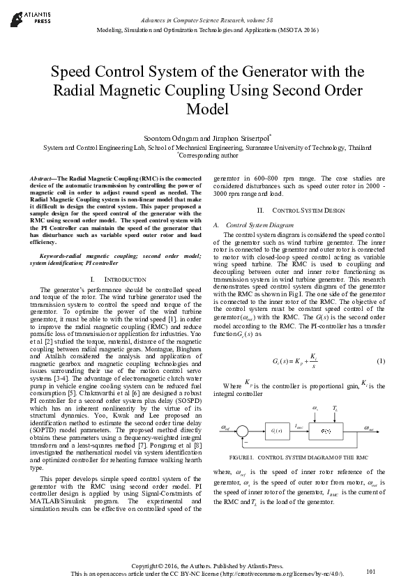 (PDF) Speed Control System of the Generator with the Radial Magnetic ...