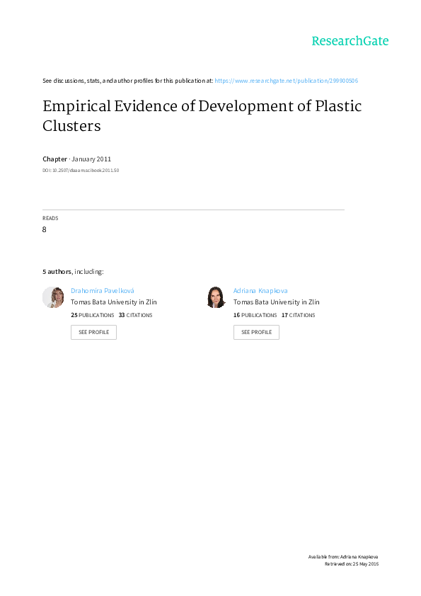 (PDF) Empirical Evidence of Development of Plastic Clusters