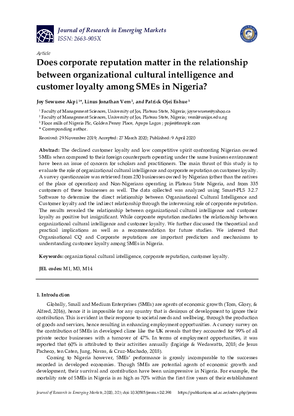 (PDF) Does corporate reputation matter in the relationship between ...
