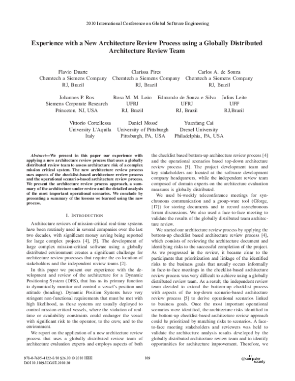 (PDF) Experience with a New Architecture Review Process Using a ...