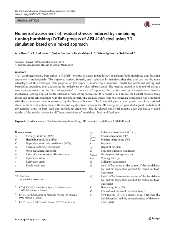 (PDF) Numerical assessment of residual stresses induced by combining ...