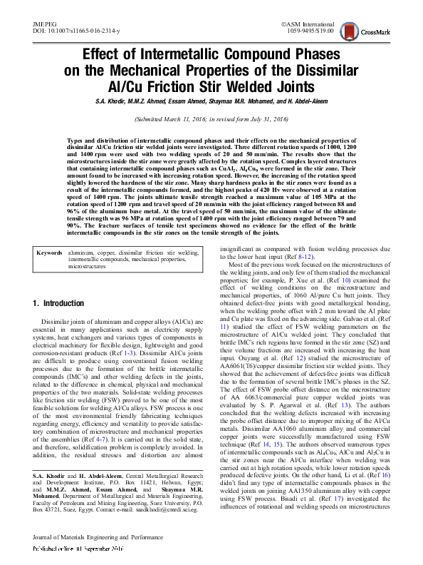 (PDF) Effect of Intermetallic Compound Phases on the Mechanical ...