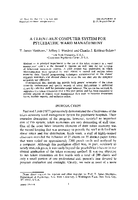 (PDF) A client-run computer system for psychiatric ward management