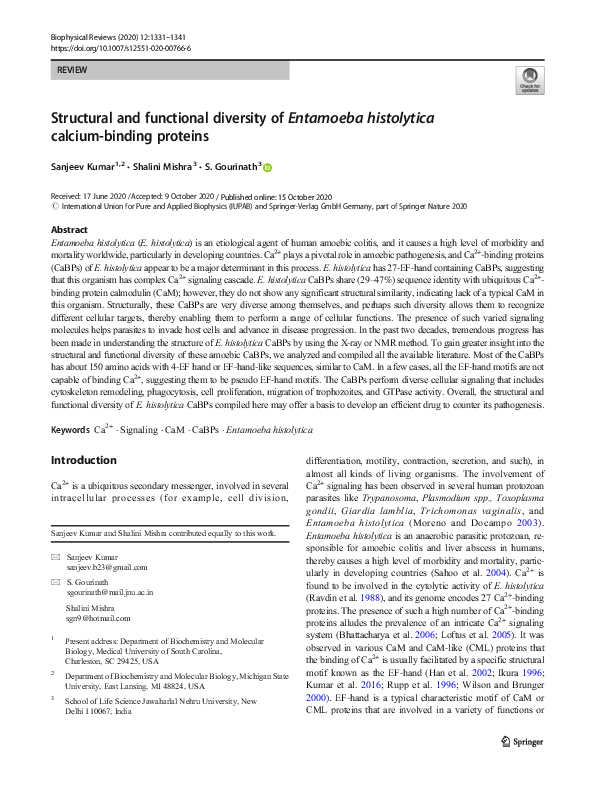 (PDF) Structural and functional diversity of Entamoeba histolytica ...