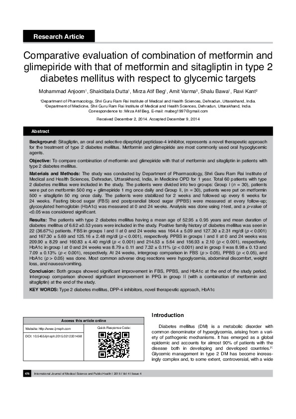 (PDF) Comparative evaluation of combination of metformin and ...