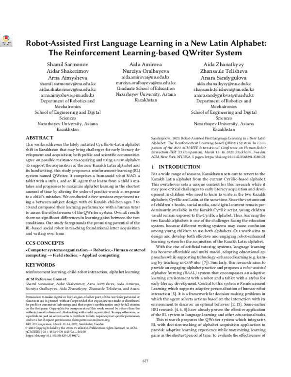 (PDF) Robot-Assisted First Language Learning in a New Latin Alphabet