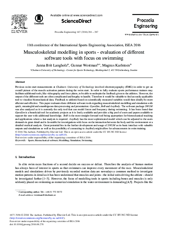 (PDF) Musculoskeletal Modelling in Sports - Evaluation of Different ...