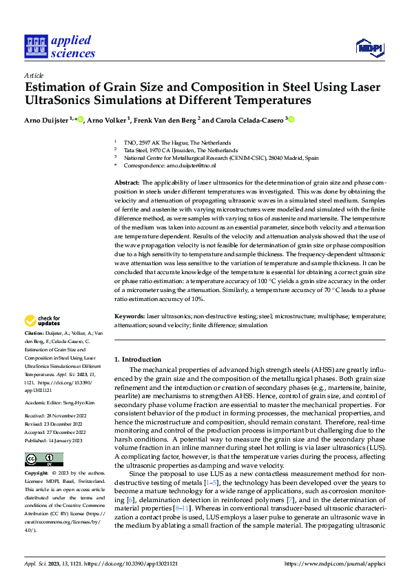 (PDF) Estimation of Grain Size and Composition in Steel Using Laser ...