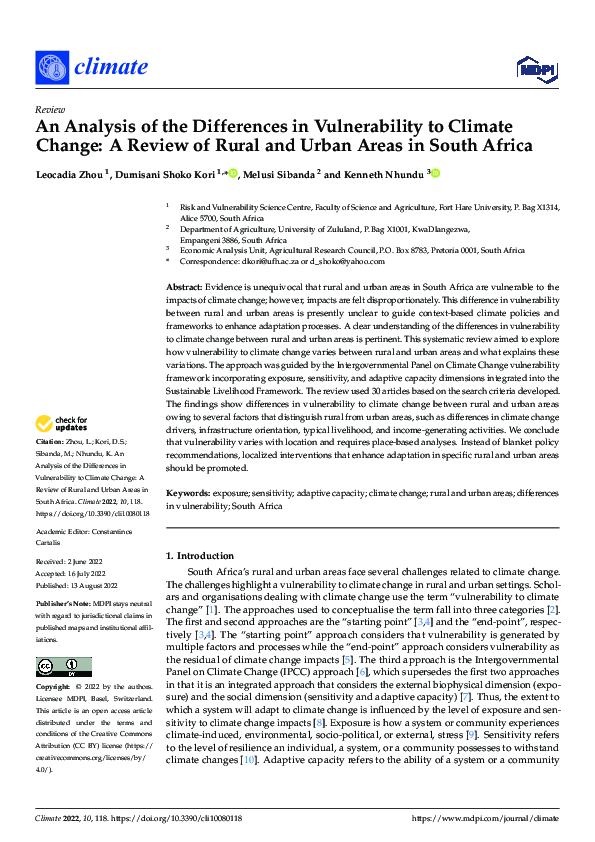 (PDF) An Analysis of the Differences in Vulnerability to Climate Change ...
