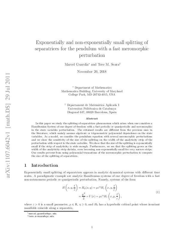 (PDF) Exponentially and non-exponentially small splitting of ...