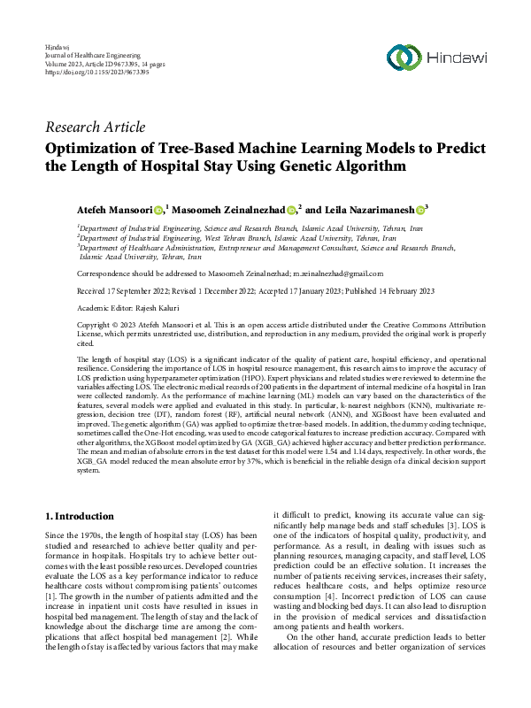 (PDF) Optimization of Tree-Based Machine Learning Models to Predict the ...