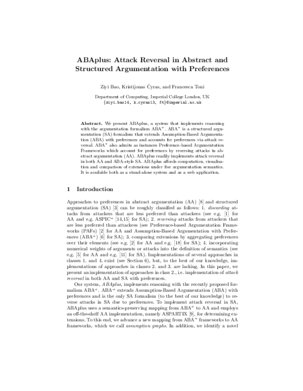 (PDF) ABAplus: Attack Reversal in Abstract and Structured Argumentation ...