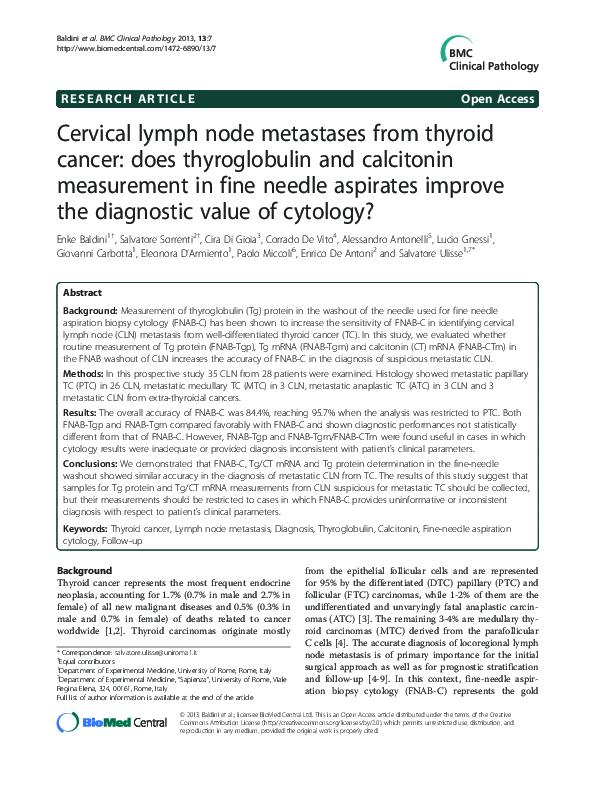 (PDF) Cervical lymph node metastases from thyroid cancer: does ...