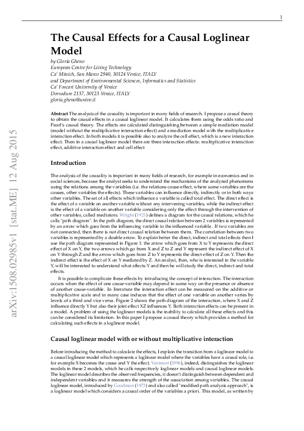(PDF) The Causal Effects for a Causal Loglinear Model