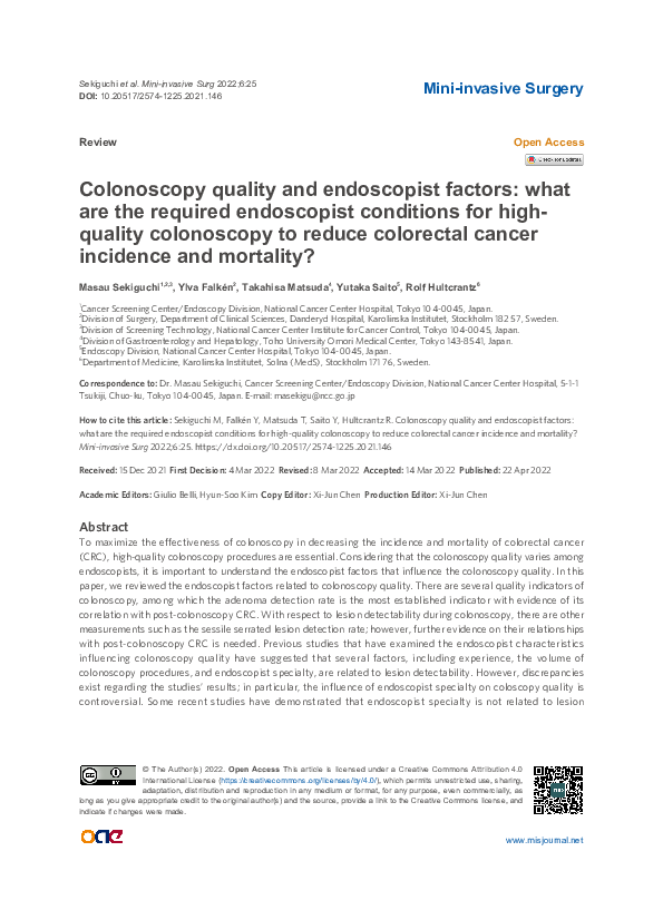 (PDF) Colonoscopy quality and endoscopist factors: what are the ...