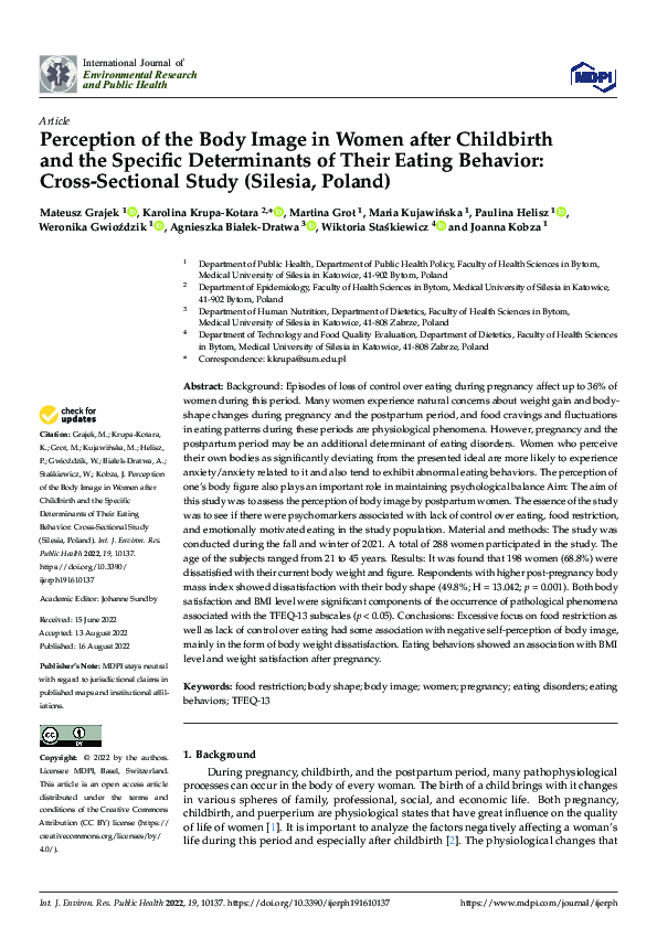 (PDF) Perception of the Body Image in Women after Childbirth and the ...