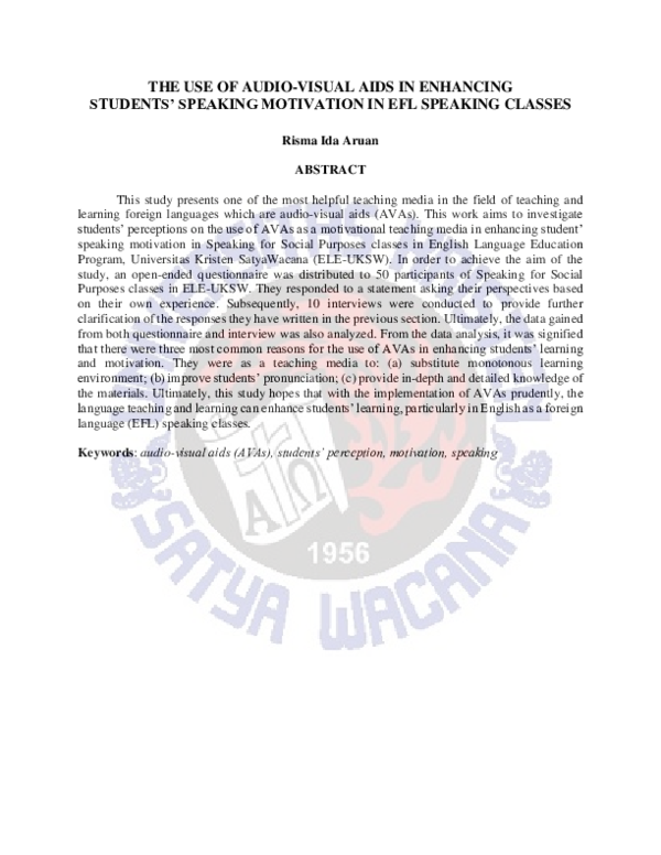 (PDF) The Use of Audio-Visual Aids in Enhancing Students’ Speaking ...