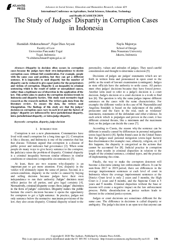 (PDF) The Study of Judges’ Disparity in Corruption Cases in Indonesia
