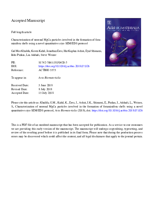 (PDF) Characterization of unusual MgCa particles involved in the ...