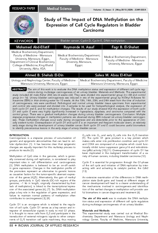 (PDF) Study of the Impact of Dna Methylation on the Expression of Cell ...