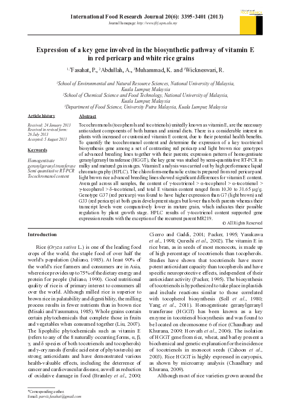 (PDF) Expression of a key gene involved in the biosynthetic pathway of ...