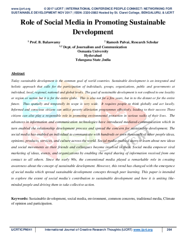 (PDF) Role of Social Media in Promoting Sustainable Development