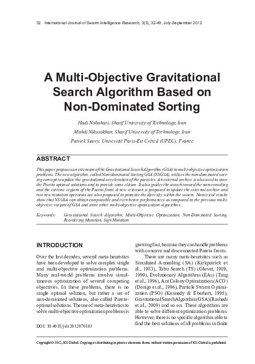 (PDF) A Multiobjective Gravitational Search Algorithm Applied to the ...