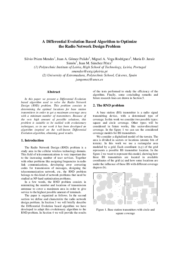 (PDF) A Differential Evolution Based Algorithm to Optimize the Radio ...