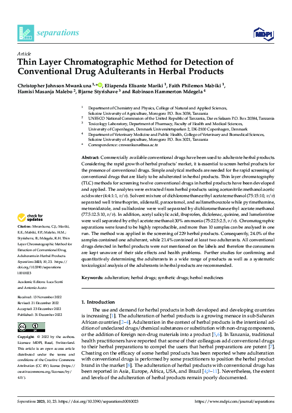 (PDF) Thin Layer Chromatographic Method for Detection of Conventional ...