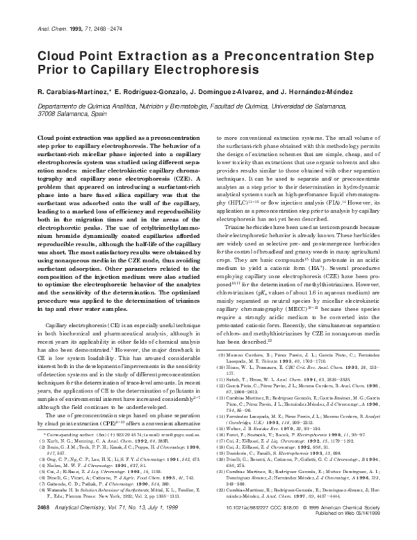 (PDF) Cloud Point Extraction as a Preconcentration Step Prior to ...