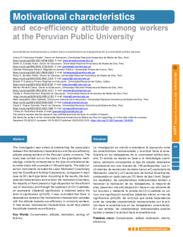 (PDF) Motivational characteristics and eco-efficiency attitude among ...