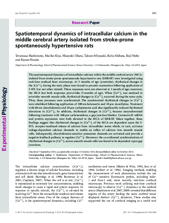 (PDF) Spatiotemporal dynamics of intracellular calcium in the middle ...
