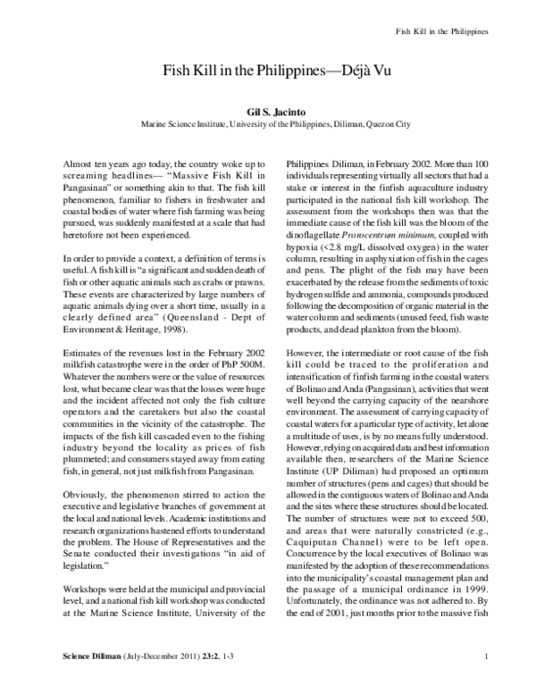 (PDF) Fish Kill in the Philippines—Déjà Vu