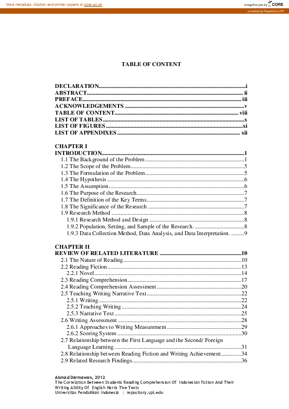 (PDF) The Correlation Between Students Reading Comprehension of ...