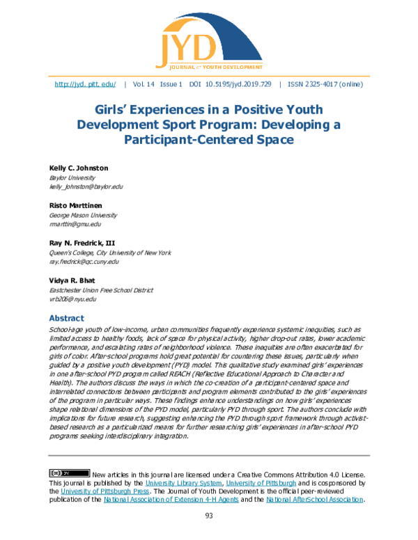 (PDF) Girls’ Experiences in a Positive Youth Development Sport Program ...