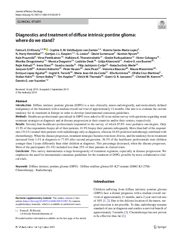 (PDF) Diagnostics and treatment of diffuse intrinsic pontine glioma ...