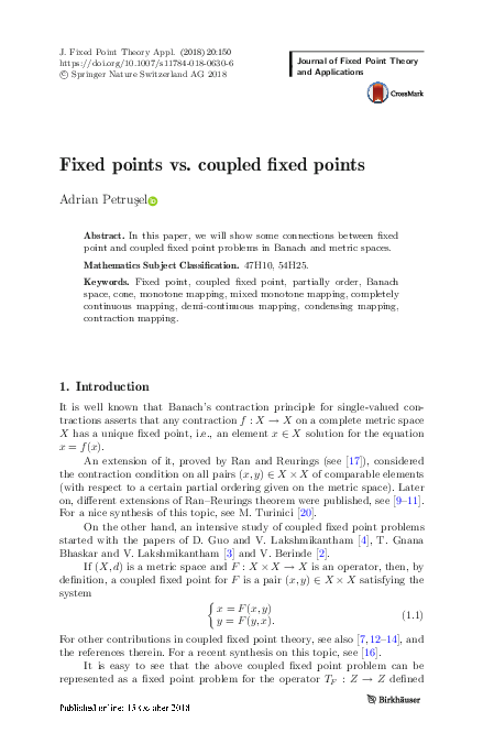 (PDF) Fixed points vs. coupled fixed points