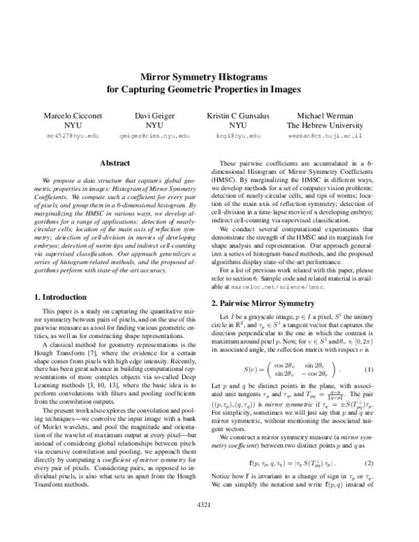 (PDF) Mirror Symmetry Histograms for Capturing Geometric Properties in ...