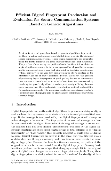 (PDF) Efficient Digital Fingerprint Production and Evaluation for ...