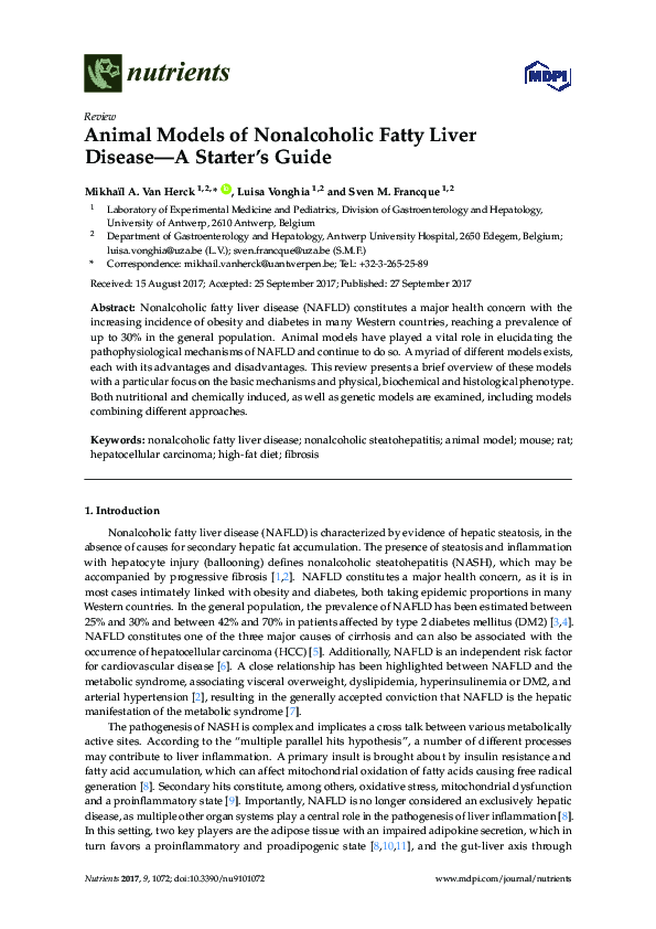 (PDF) Animal models of nonalcoholic fatty liver disease/nonalcoholic ...